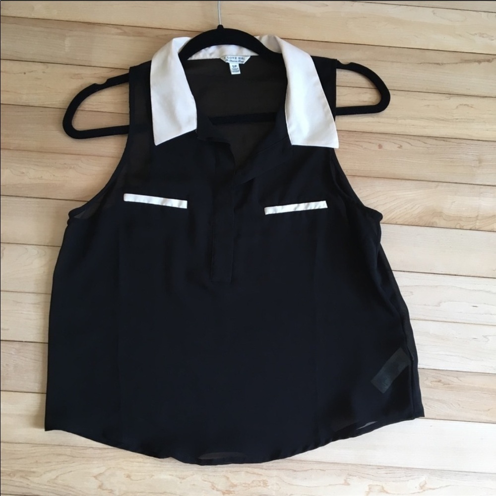 Black and Cream Blouse Size Small